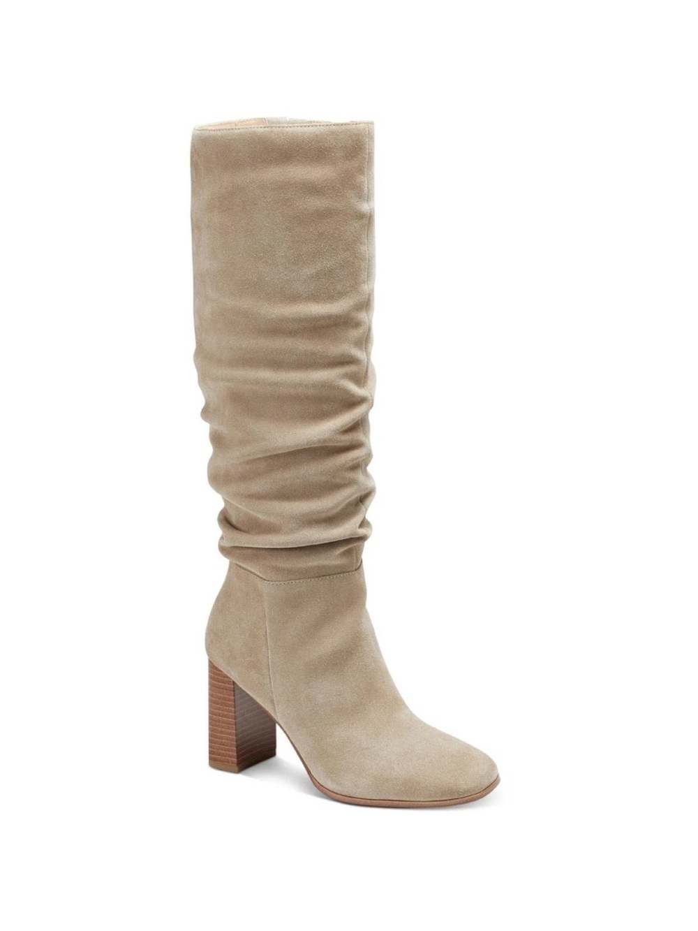 Brand new INC Womens Valdal Leather Block Heel Knee-High Boots Taupe
